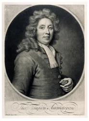 Portret van Thomas Tompion, gegraveerd door John Smith